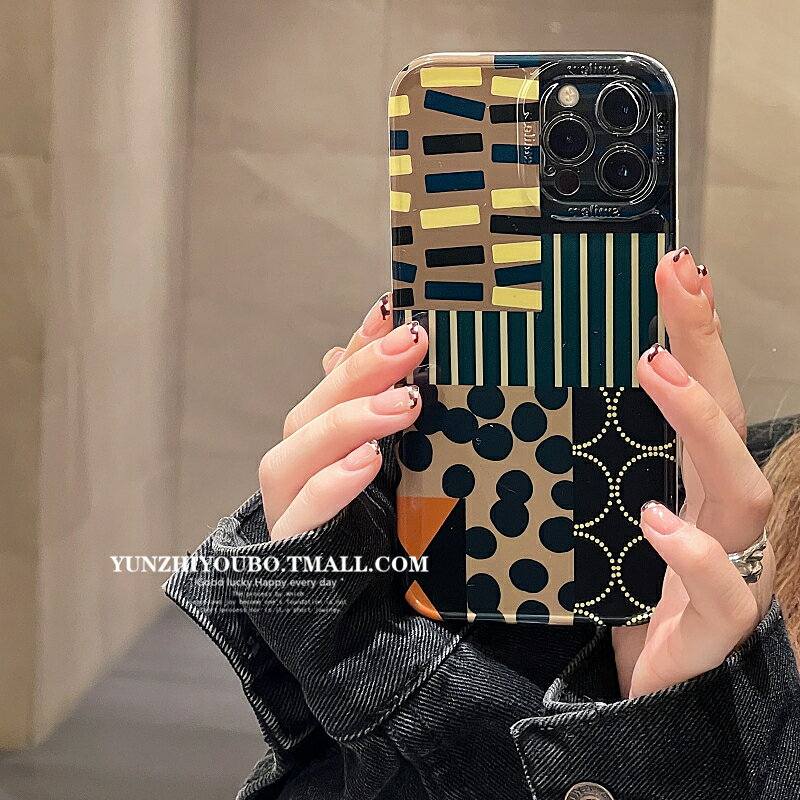個性幾何拼接適用iphone13/12pro max蘋果11手機殼iphonex軟矽膠xsmax創意x/xr日韓8plus女款全包防摔套