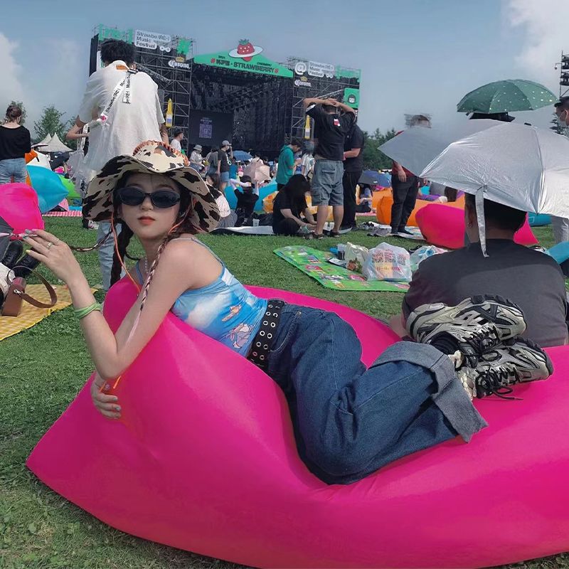 充氣沙發 戶外音樂節充氣沙發雙人便攜灌風沖氣懶人坐墊野餐露營演唱會神器