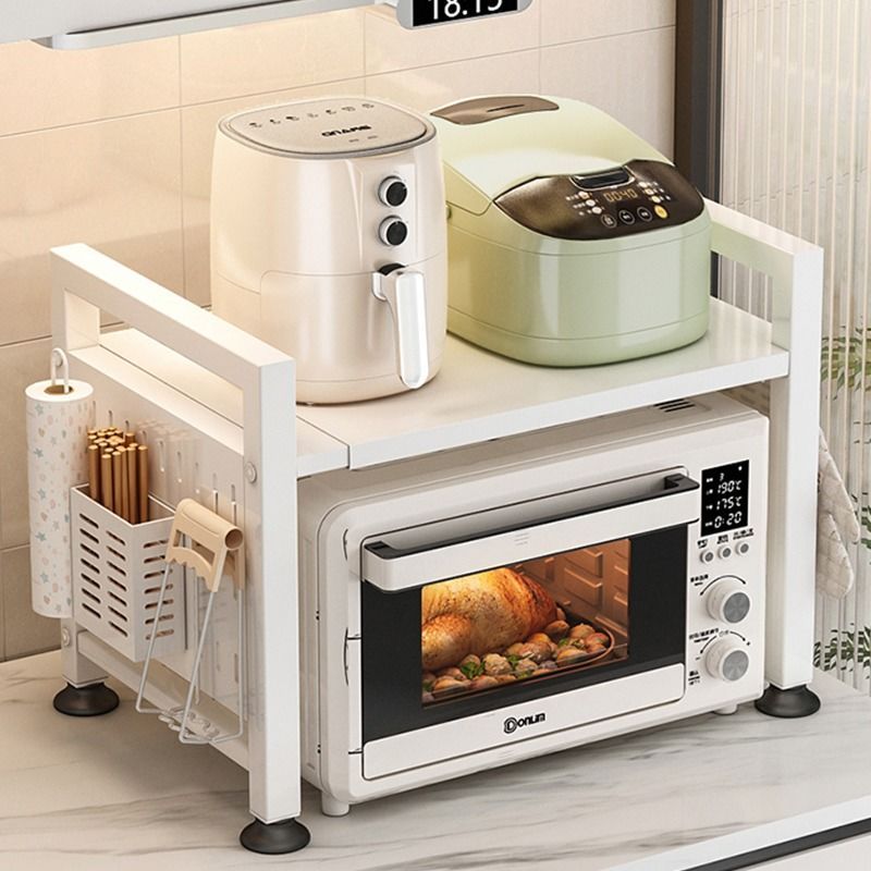 廚房微波爐置物架子多功能家用臺面烤箱伸縮支架雙層收納架子