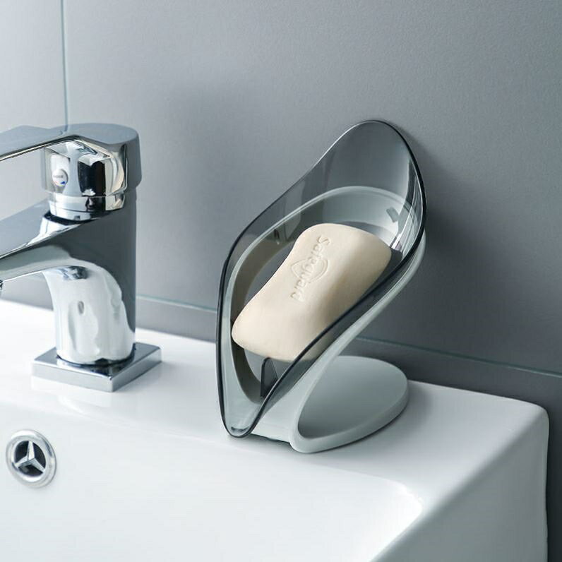 瀝水肥皂盒臺面創意樹葉浴室免打孔雙層香架衛生間瀝水洗衣置物