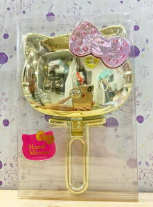 【震撼精品百貨】Hello Kitty 凱蒂貓 三麗鷗KITTY造型手拿鏡/折鏡-金#84307 震撼日式精品百貨