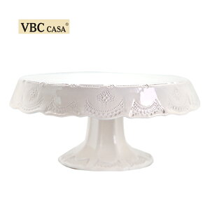 義大利 VBC casa │ 蕾絲系列 32 高腳蛋糕盤 / 米白色