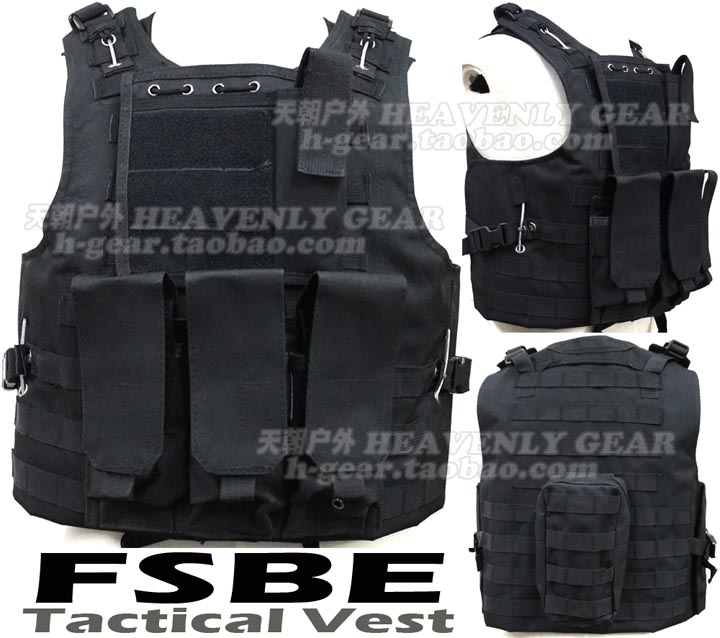 美式FSBE Tac VEST突擊偵察兩棲攻擊CS野戰防護MOLLE戰術背心黑色
