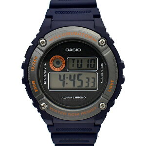 CASIO手錶 深藍橘字電子膠錶【NECD15】