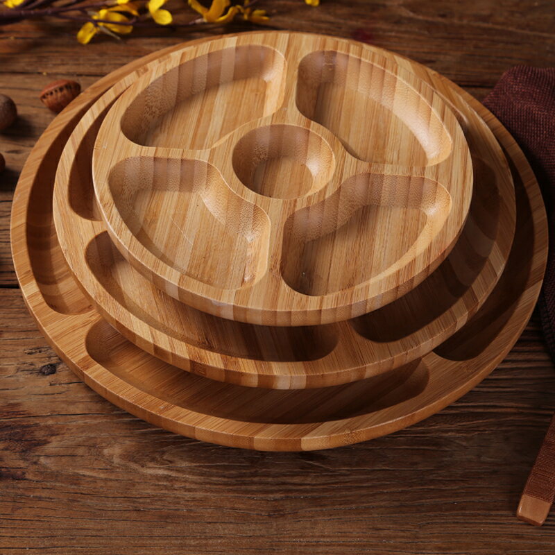 竹干果盤子分格盤木創意家用兒童日式料理調料餐具糖果拼盤水果制