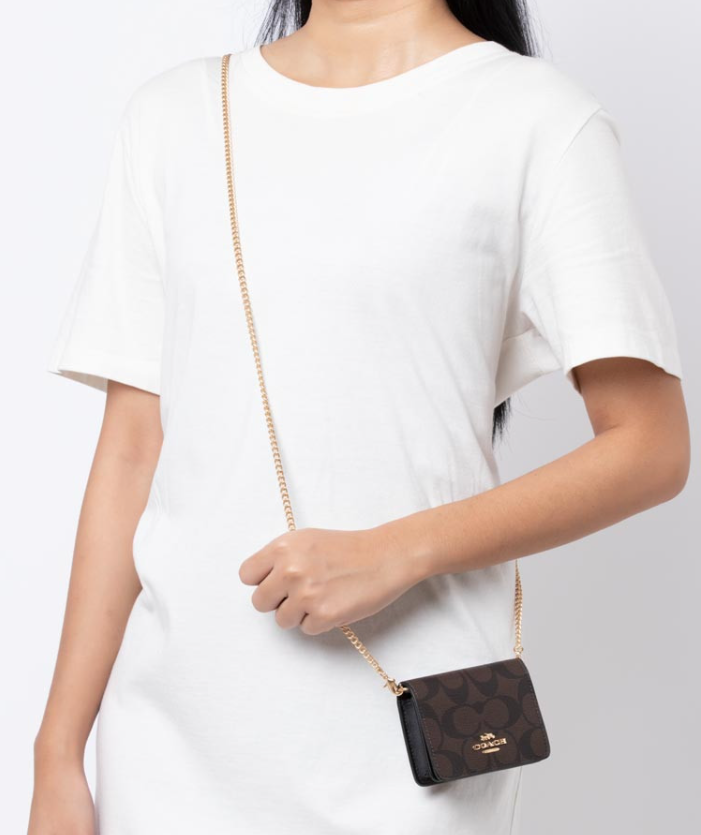 COACH  迷你小廢包 名片夾 卡片包 防刮PVC皮革 零錢包 側背包 斜背包 6650 深咖啡色(現貨)▶指定Outlet商品5折起☆現貨【送禮首選★APP下單點數4倍送】 4