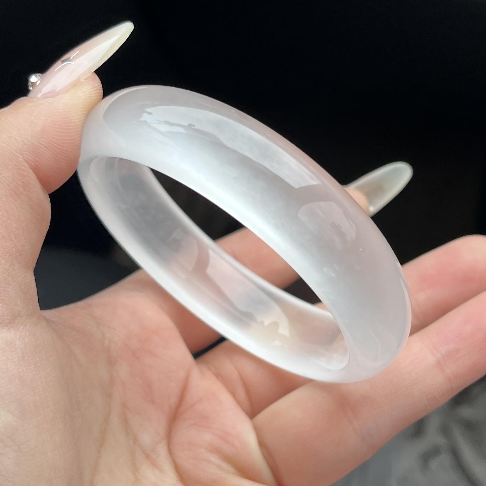 【現貨】天然冰透白月光色石英巖平安玉鐲手鐲 廠家批發【北歐家居生活】