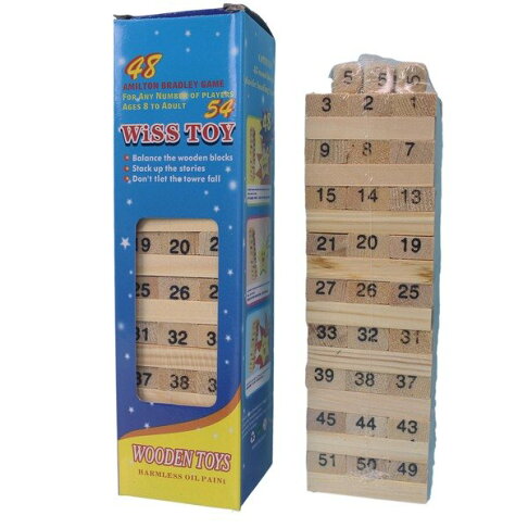 小疊疊樂 原木色疊疊樂 (木材 數字)/一盒54片入(促60) 益智疊疊樂 平衡遊戲-AA5568 0