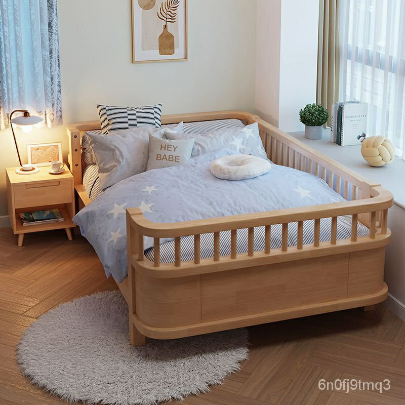 免運 可開發票 全實木兒童護欄床單獨小床拚接大床加寬神器嬰兒床邊帶護欄寶寶床 P1E5