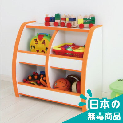 日本製造/書櫃/收納 TZUMii 小木偶兒童四格收納櫃-橘白