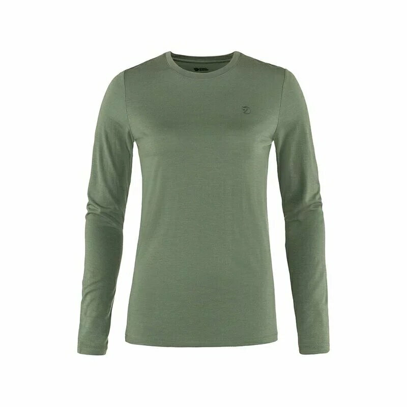 ├登山樂┤瑞典 Fjallraven小狐狸 Abisko Wool LS 長袖羊毛排汗衣 女 # FR84102-614 綠鏽