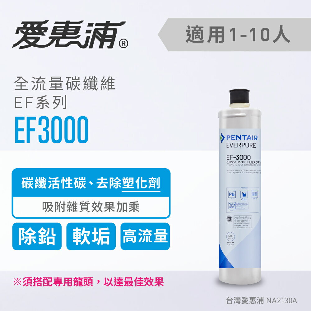 愛惠浦 EF3000濾心(耗材)去除塑化劑 除鉛 去除重金屬 軟化水垢 碳纖活性碳濾芯(免費到府安裝)