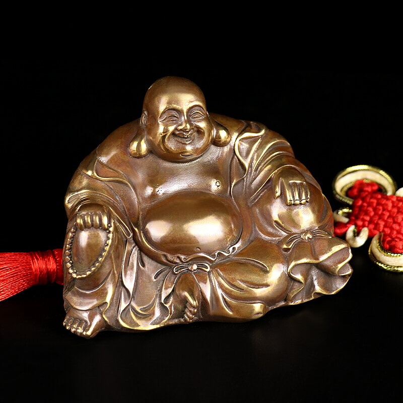 自然嘉大肚笑佛公彌勒佛汽車車載擺件銅佛像家居裝飾工藝禮品