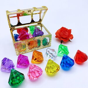 兒童寶石玩具女孩手工diy鉆石水晶七彩寶箱串珠項鏈珠寶穿珠有孔