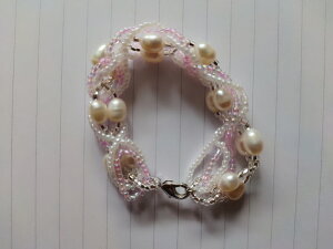 【Ribbons】Pearl beads bracelet 淡水珍珠 手鍊 - 情人 禮物 電鍍金