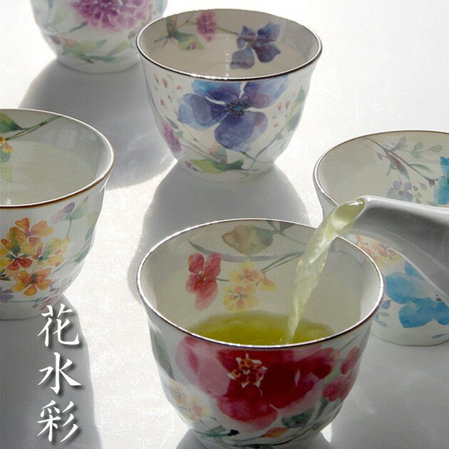 日本製 和藍 美濃燒 花水彩 茶具組