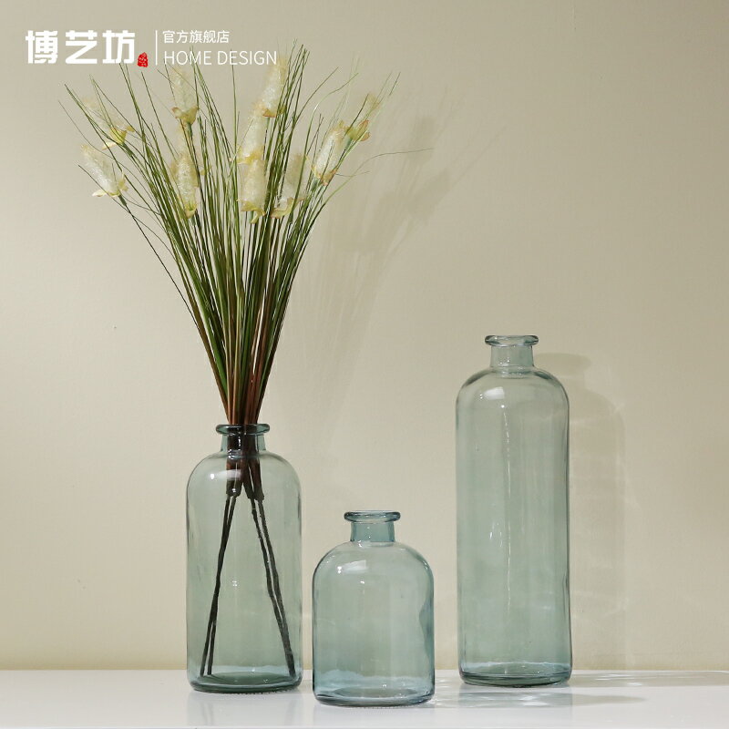簡約歐式 家居餐桌玄關裝飾品透明玻璃花瓶插花器擺件