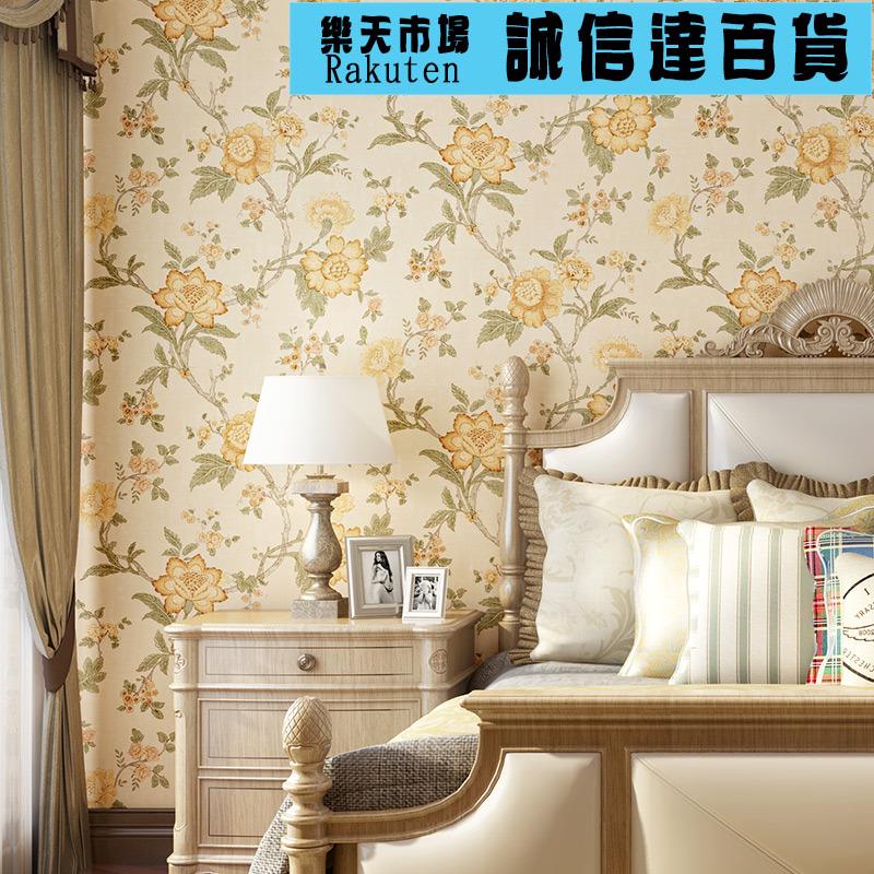 桌布 壁貼 8D美式鄉村復古花紋壁紙全屋定製無縫牆布田園風小碎花桌布壁畫