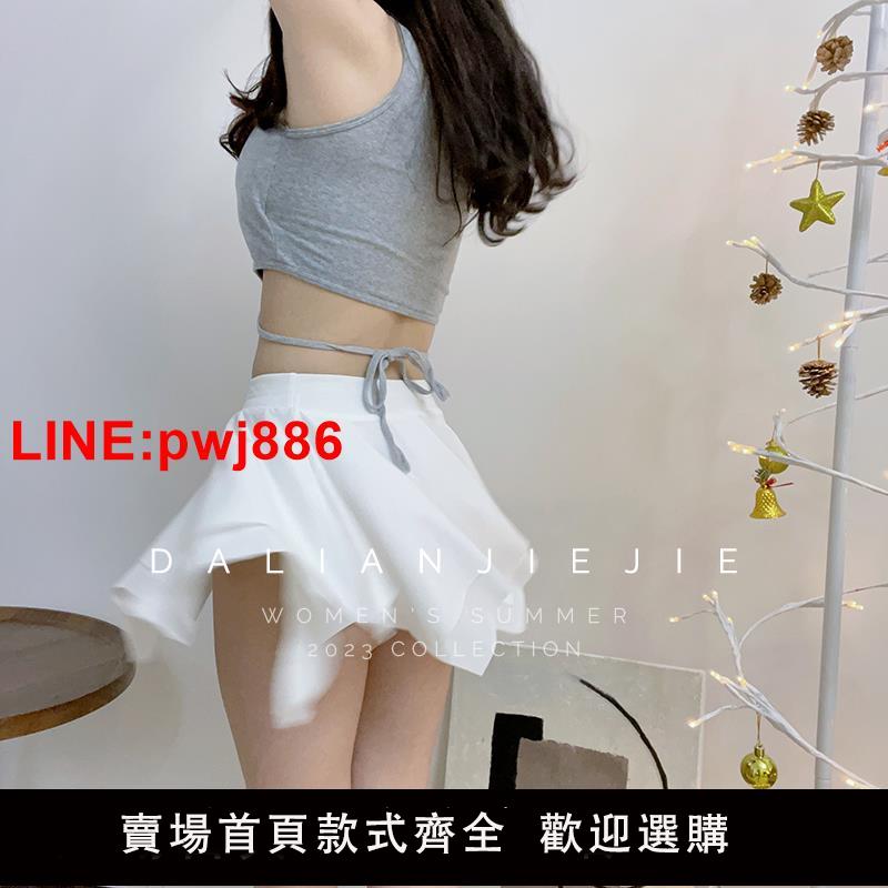 {臺灣公司 可開發票}楊柳嬋#無內襯 不防走光36釐米性感純欲風超短裙夏季A字半身裙子