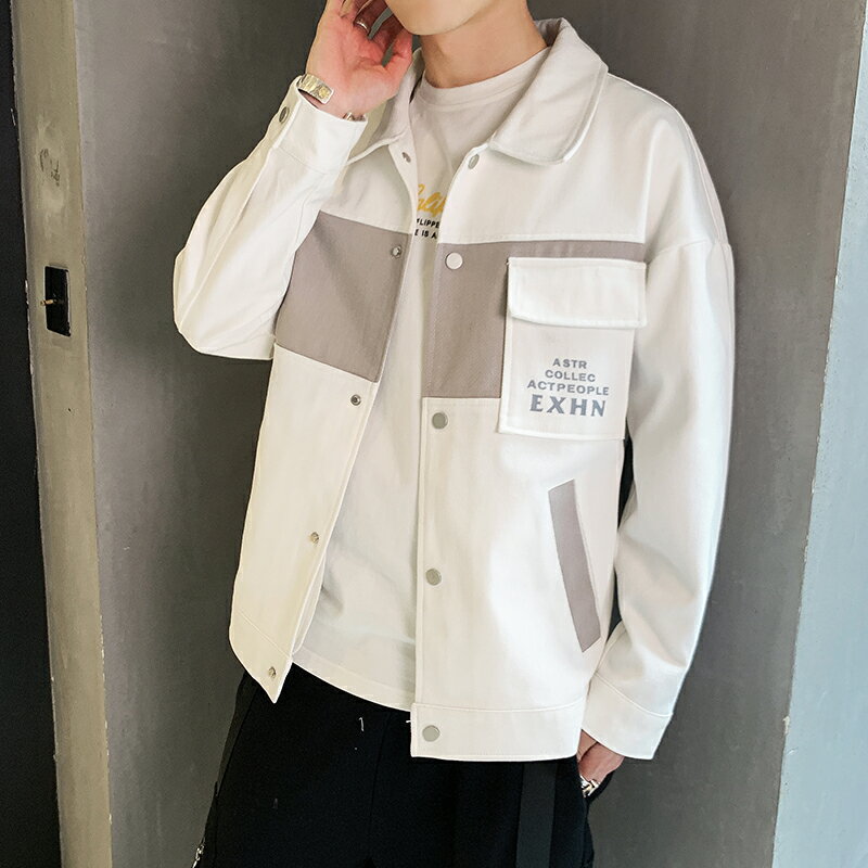 外套男士春秋季新款牛仔漸變夾克韓版潮流寬松上衣服夏季薄款