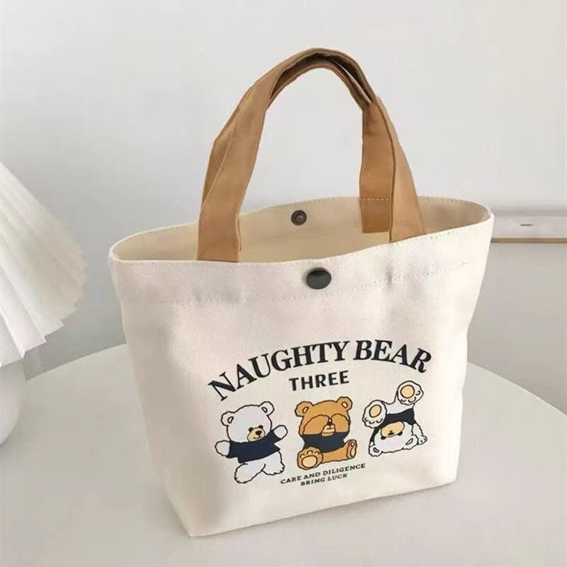 帆布包小巧小型百搭手提包女學生飯盒袋簡約手提袋子上班族便當包