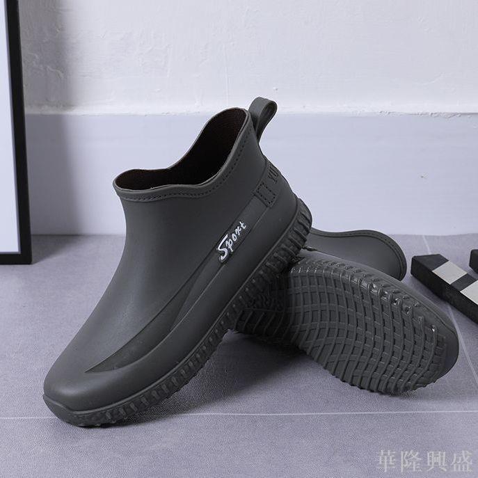 時尚短筒雨鞋男士防滑防水鞋廚房膠鞋洗車工地耐磨水靴加絨保暖