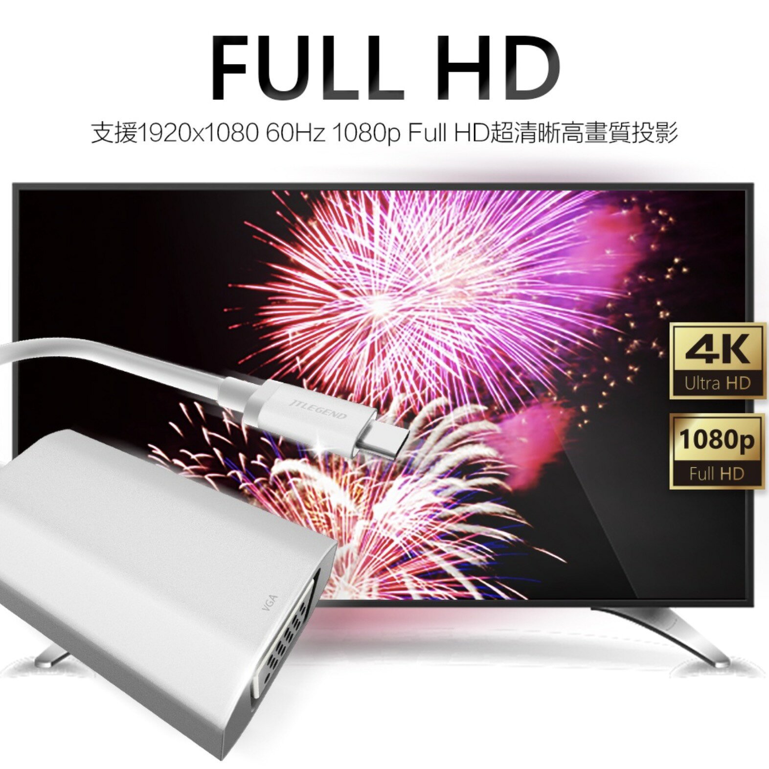 JTLEGEND JTL type C to VGA 轉接器 轉接線 轉接頭 USB C 5
