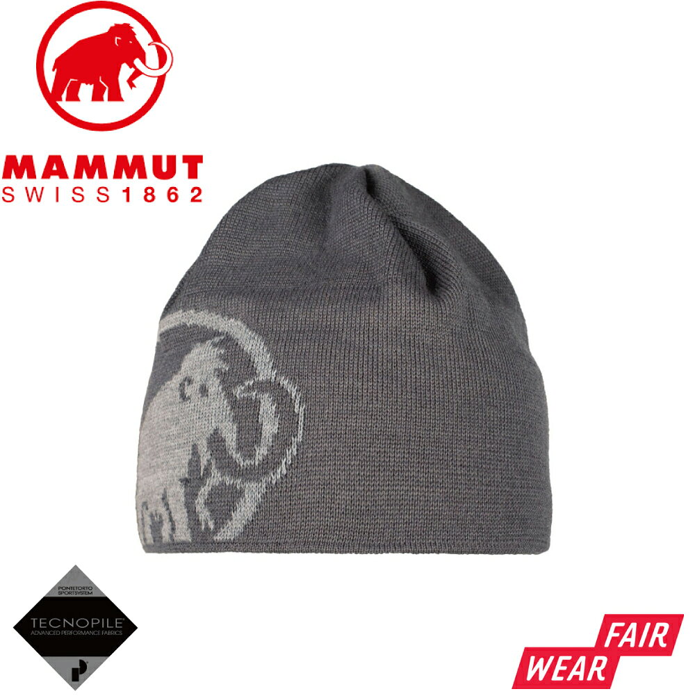 【MAMMUT 長毛象 Tweak Beanie 針織LOGO保暖豆豆帽《鈦金灰/花崗巖灰》】1191-01352/針織帽
