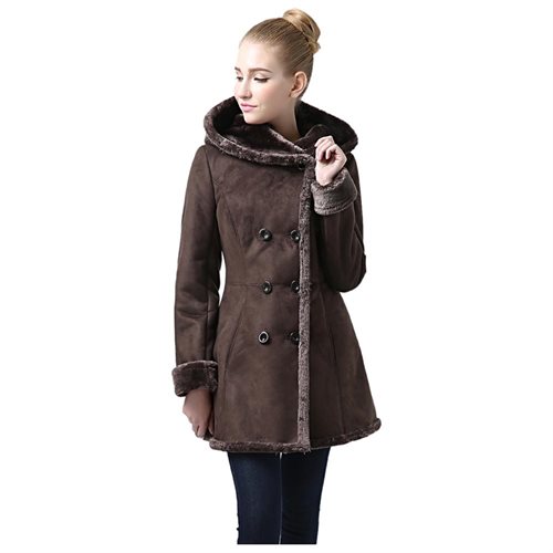 hooded shearling coat womens