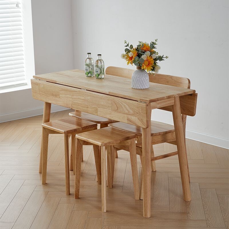 實木折疊餐桌小戶型傢用可伸縮省空間小餐桌廚房餐廳雙人折疊桌