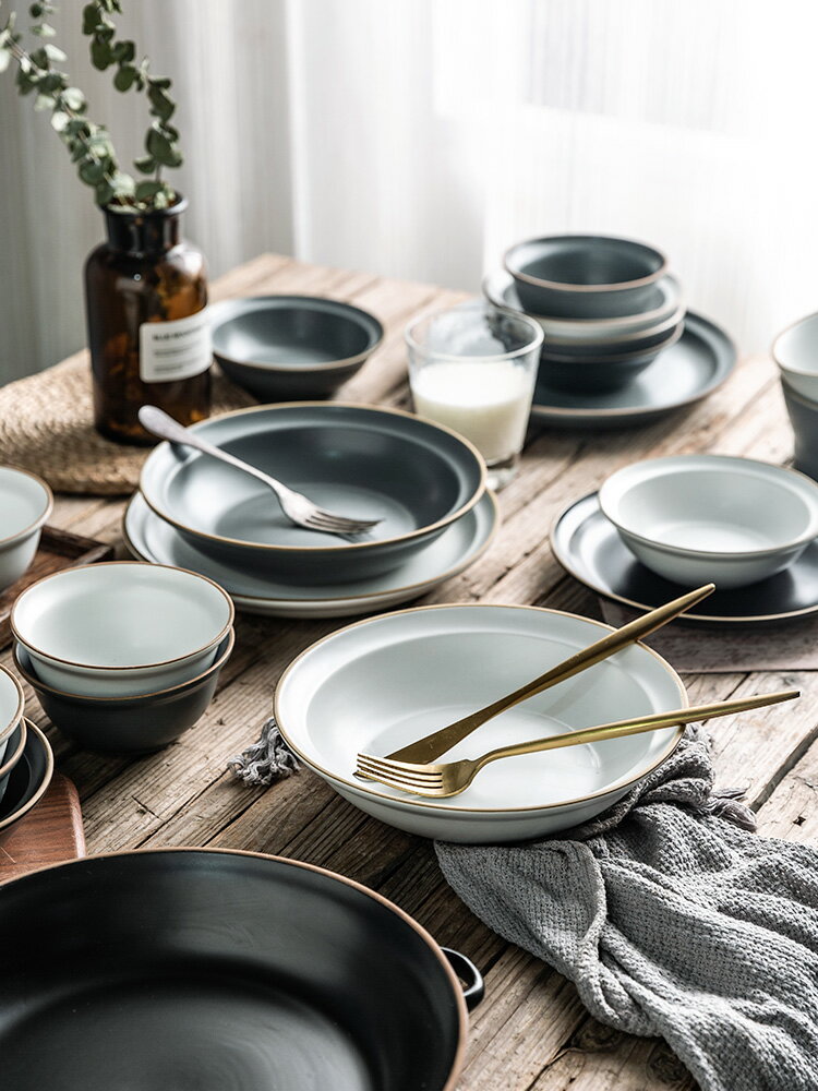碗碟套裝家用陶瓷現代北歐餐具簡約創意個性碗筷碗盤組合網紅ins