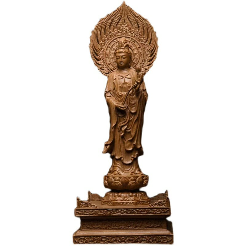 新入荷 沈香木彫刻西方三聖阿弥陀仏駅像神像観音仏像家の家勢は置物まで 高さ22cm- - 彫刻、オブジェ