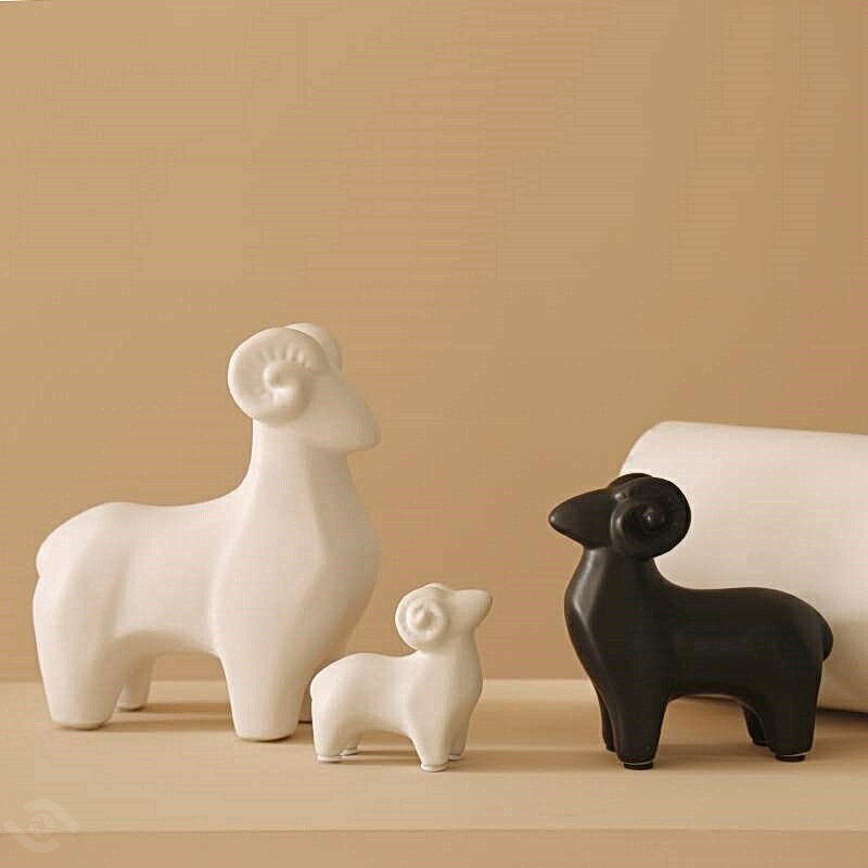 北歐陶瓷動物擺件可愛三羊開泰家居小羊羊裝飾品生肖擺飾| 協貿國際