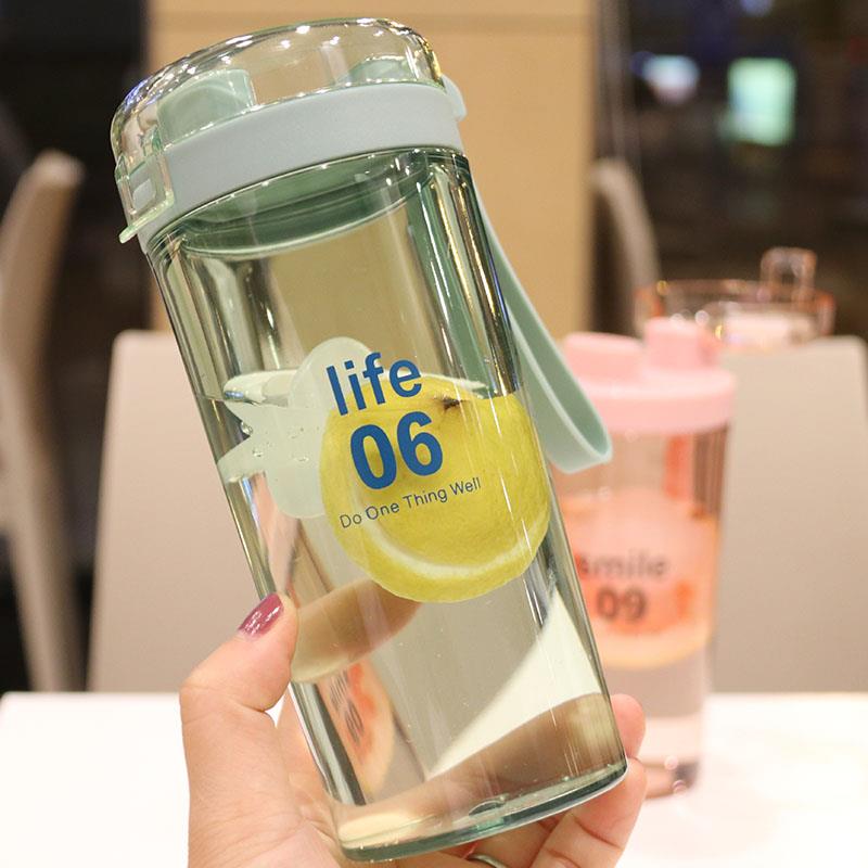 韓國創意情侶塑料杯戶外隨手杯子學生日式簡約搖搖杯防漏喝水杯子