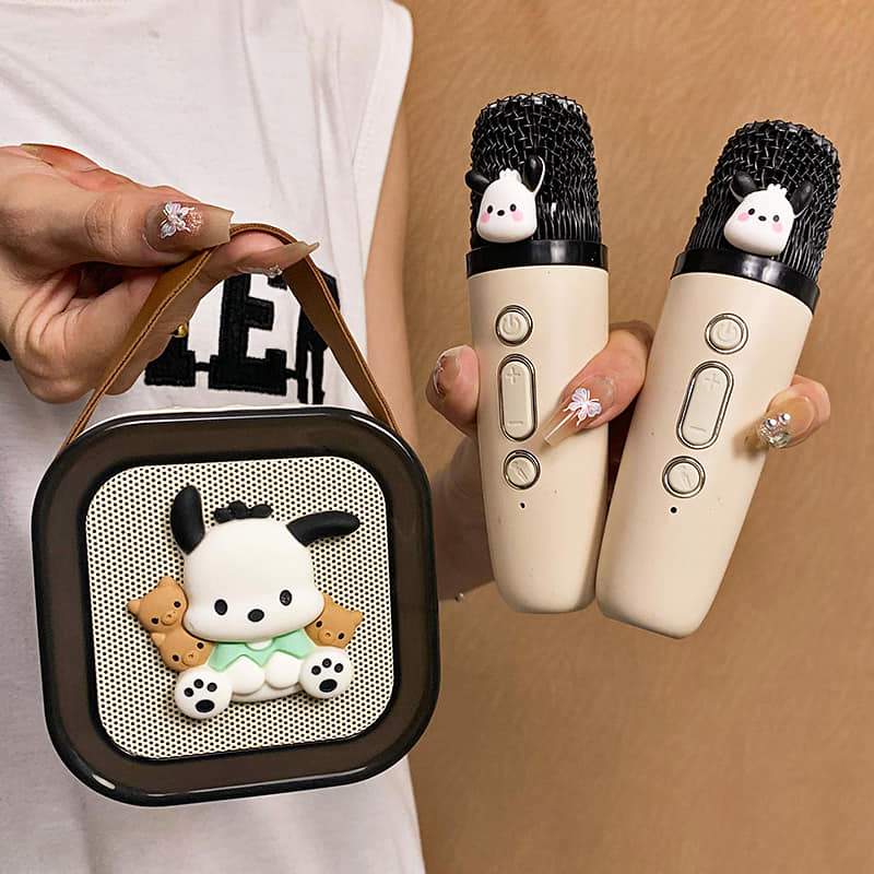 雙12🔥優惠 帕洽狗狗奶油色單人/雙人 氛圍燈模式無線藍牙家庭ktv套裝