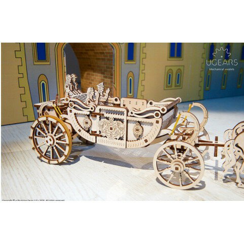 Ugears 自我推進模型 - 皇家馬車來自烏克蘭.橡皮筋動力.機械驚奇 ! 科學玩具 5