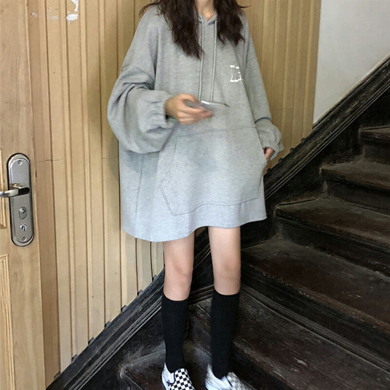 waitmore衛衣女春秋薄款韓版ins潮原宿bf慵懶風寬松上衣外套