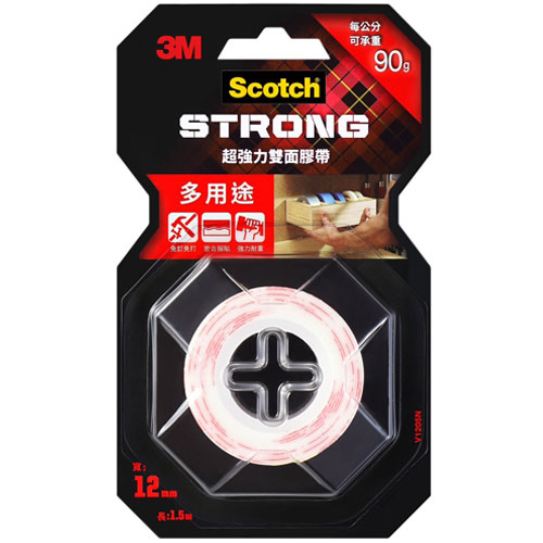 3M Scotch 超強力雙面膠帶 多用途 12mmX1.5m
