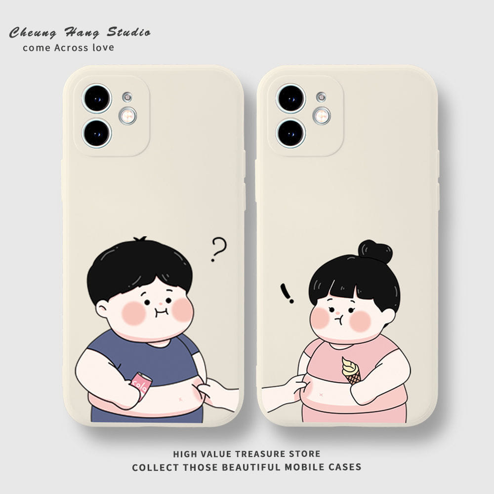 創意捏肚子小胖胖情侶蘋果手機殼