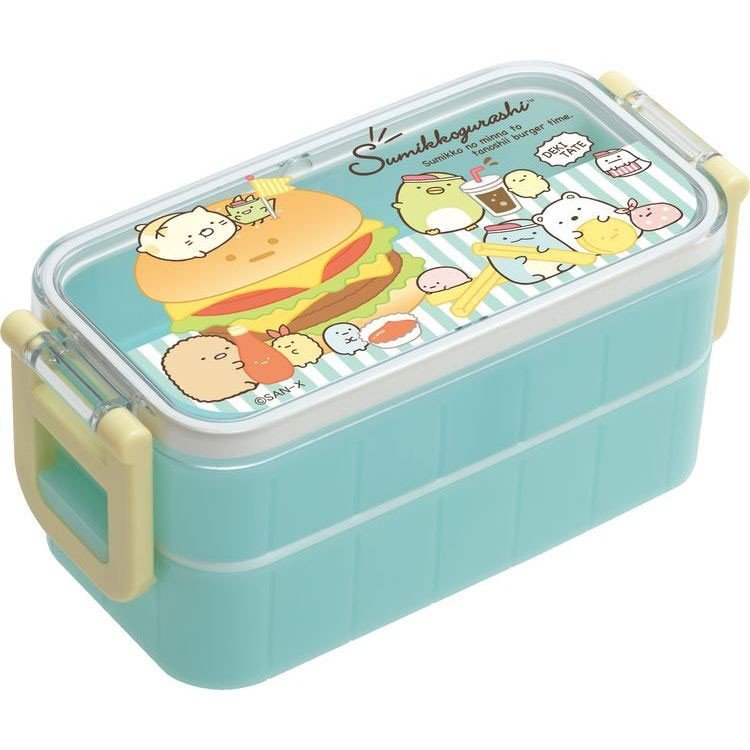 大賀屋 日本製 角落生物 便當盒 藍 午餐盒 餐盒 學生 雙層 保鮮盒 便利盒 角落小夥伴 正版 J00018597