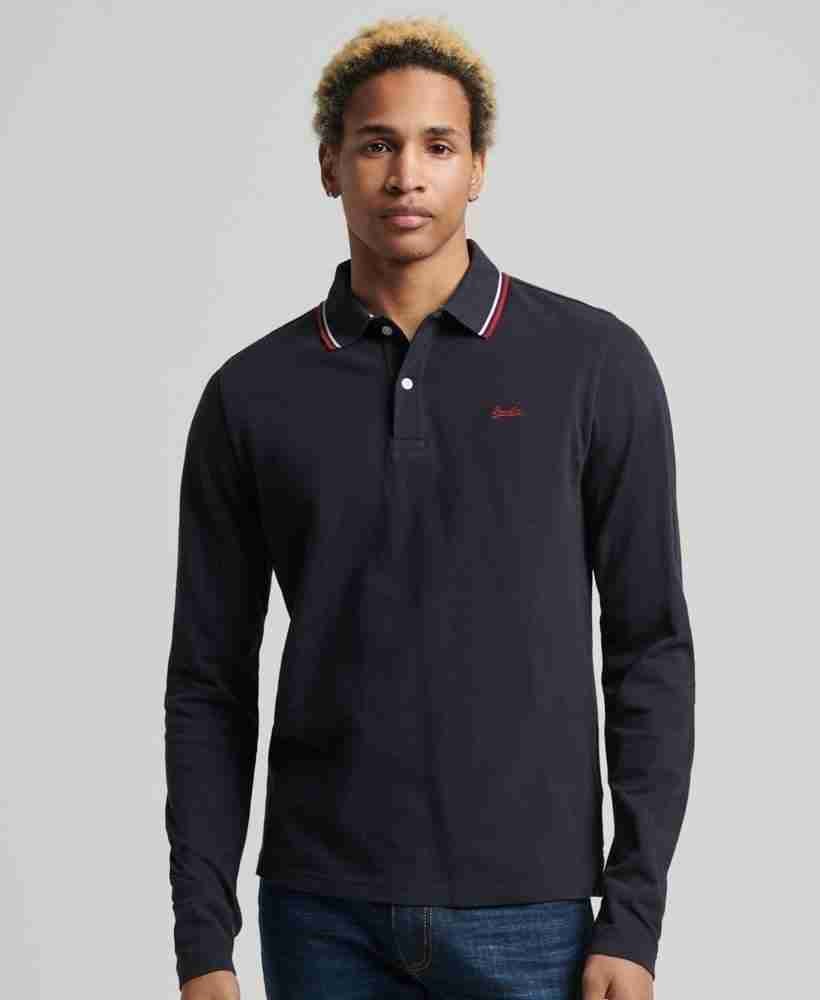 跩狗嚴選 極度乾燥 Superdry 海軍深藍 polo 有機棉 厚實 長袖 Polo衫 素T 電繡小Logo 紅