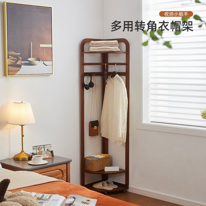 免運 掛衣架 晾衣架 衣帽架 立式衣架 床邊轉角掛衣架實木臥室可移動落地式衣帽架房間立式衣架不佔地 八折下殺 特價出 快速出貨