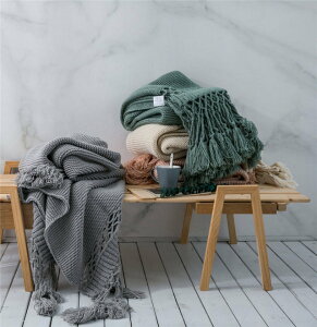 鄉村系列 美式風格手工針編織沙發毯