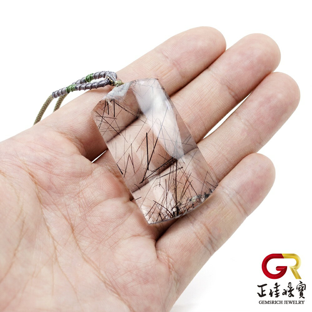 黑髮晶 冰種幽靈黑髮晶無事牌 28g 黑髮晶項鍊 925銀白K 正佳珠寶 7