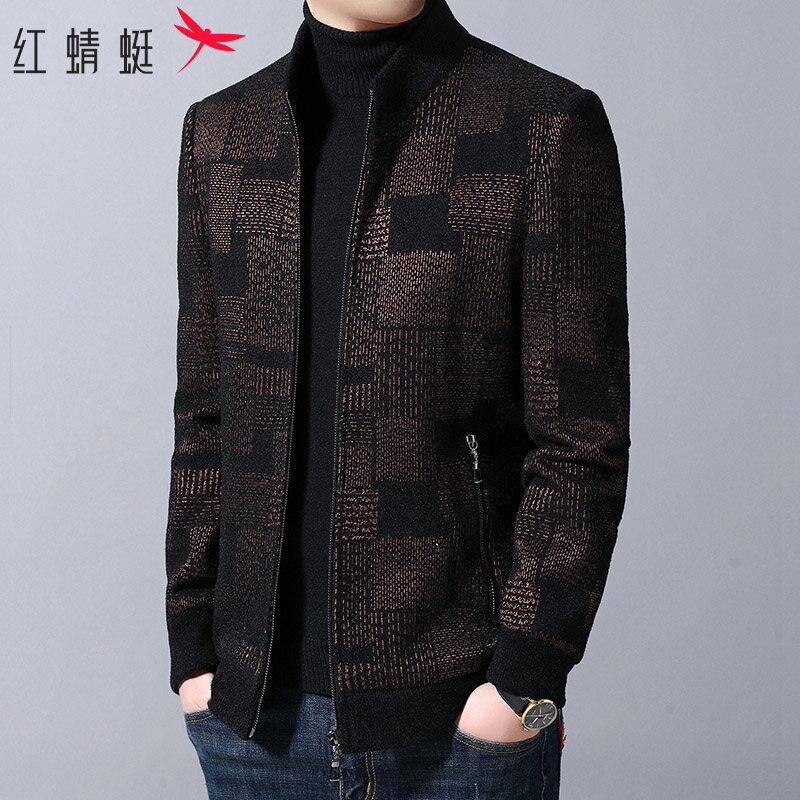 紅蜻蜓秋季夾克男士立領上衣服中年爸爸裝韓版潮牌帥氣休閑外套男