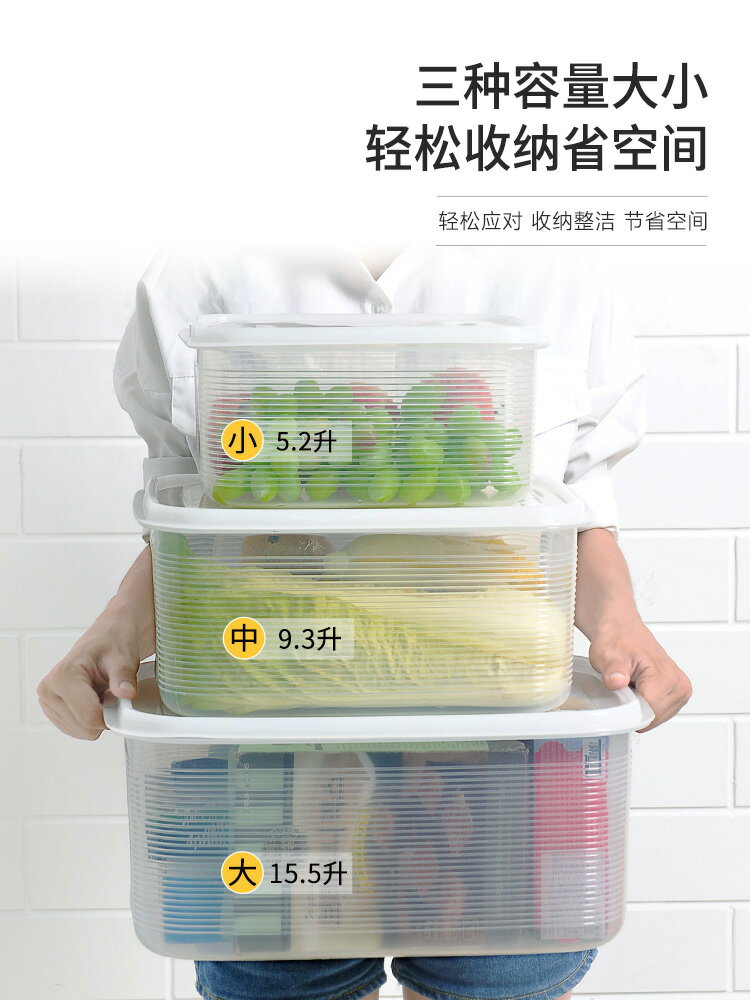 日式大容量保鮮盒冰箱專用大號塑料家用果蔬密封盒冷凍食品收納盒