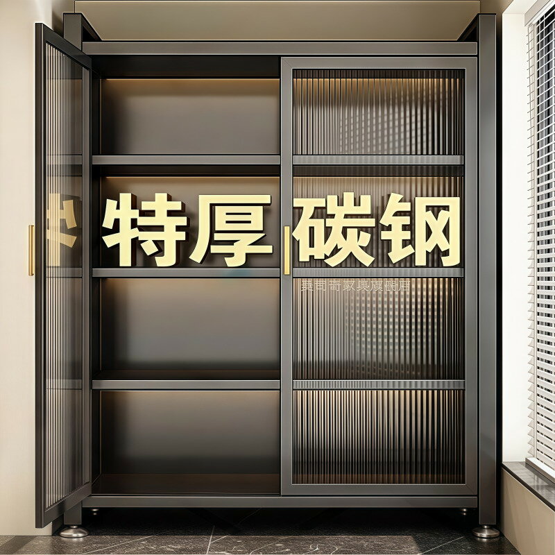 【臺灣公司 可打統編】爆款廚房櫥櫃碳鋼對開門儲物櫃多層帶門收納微波爐置物櫃帶輪子