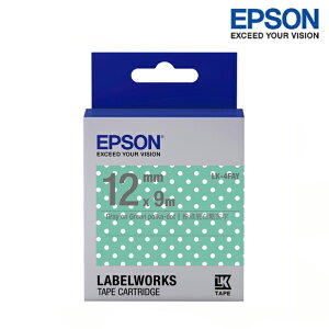 EPSON LK-4FAY 粉綠底白點灰字 標籤帶 點紋系列 (寬度12mm) 標籤貼紙 S654425
