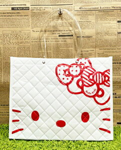 【震撼精品百貨】Hello Kitty 凱蒂貓 日本SANRIO三麗鷗KITTY塑膠袋/防水購物袋-菱格白*15046 震撼日式精品百貨