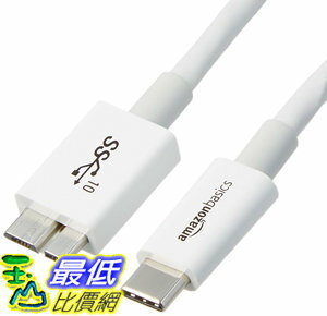 <br/><br/>  [106美國直購]  AmazonBasics 電纜 USB Type-C to Micro-B 3.1 Gen2 Cable - 3 Feet (0.9 Meters) - White<br/><br/>